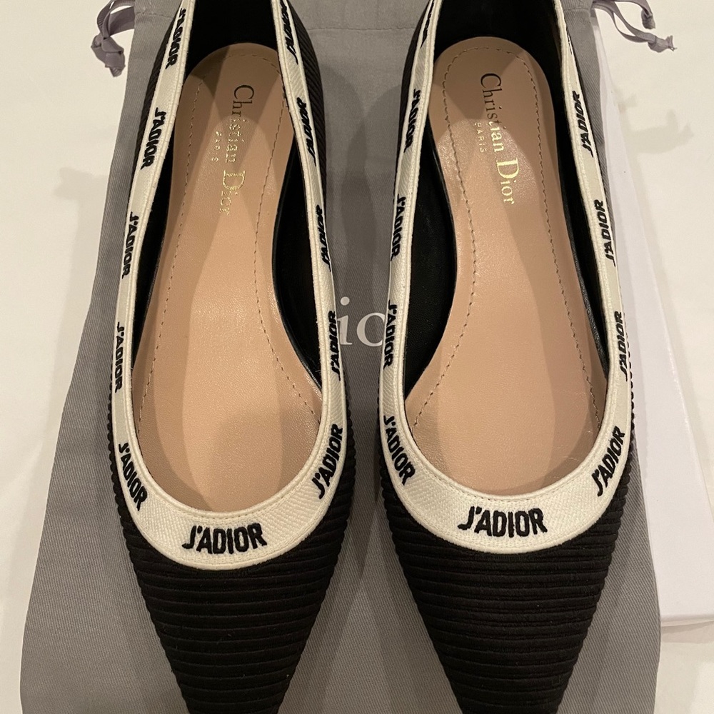 ❌SOLD❌DIOR J'adior Ribbon Logo Embroidered Flats